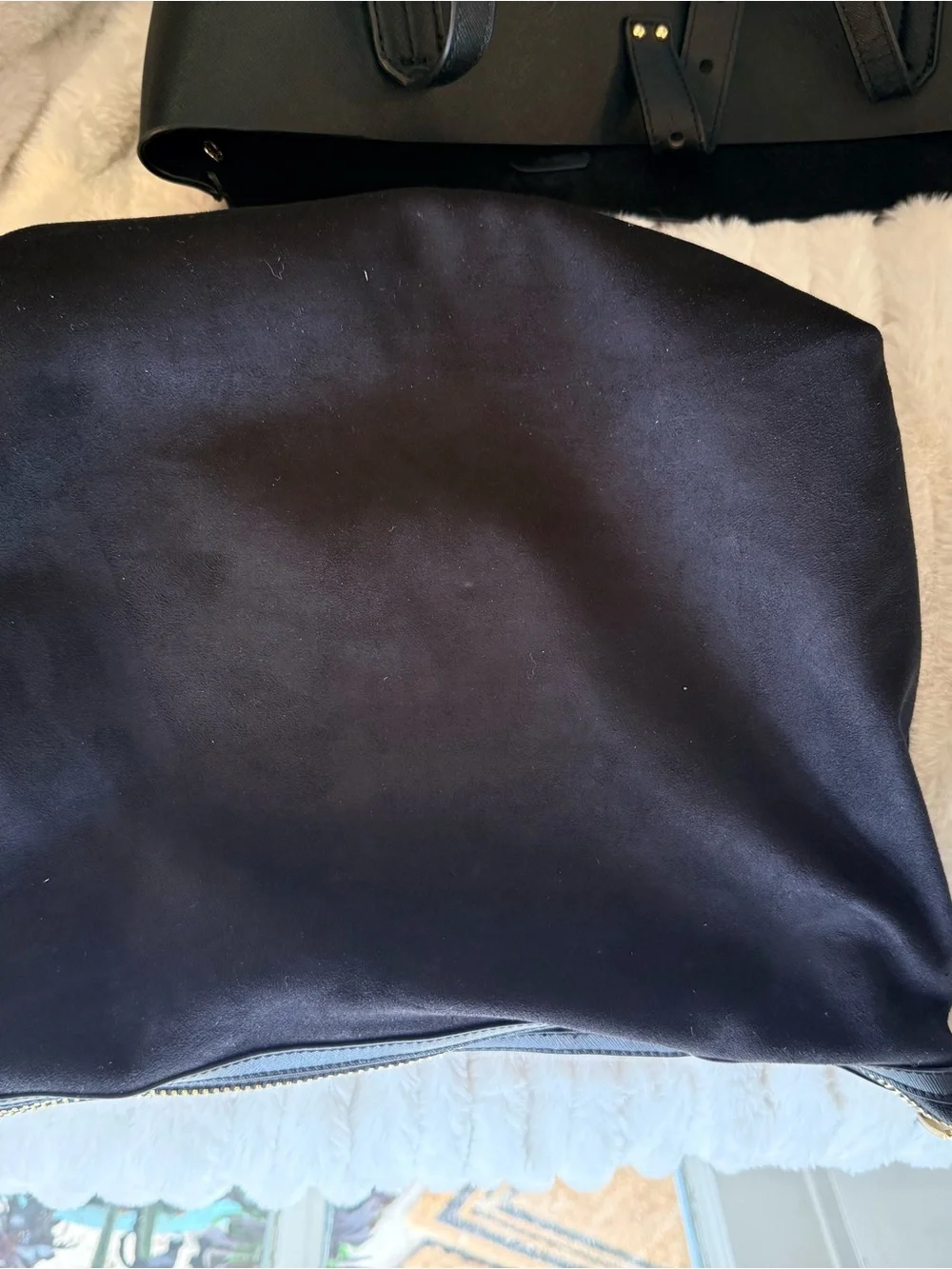 Via Spiga Black Leather Tote Bag with inside removable Pouch and small clutch
